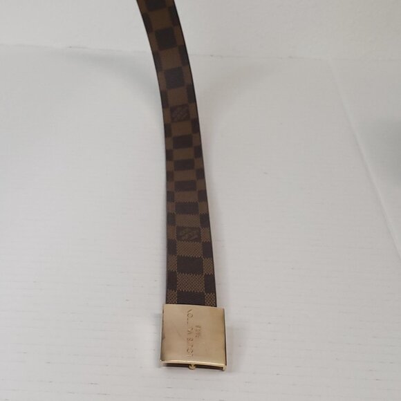 Authentic Louis Vuitton Brown Gold Checkered Damier Ebene Belt lux170-092225 - Picture 9 of 15